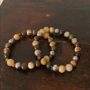 Semiprecious stone bracelets- Quartz and Wood
